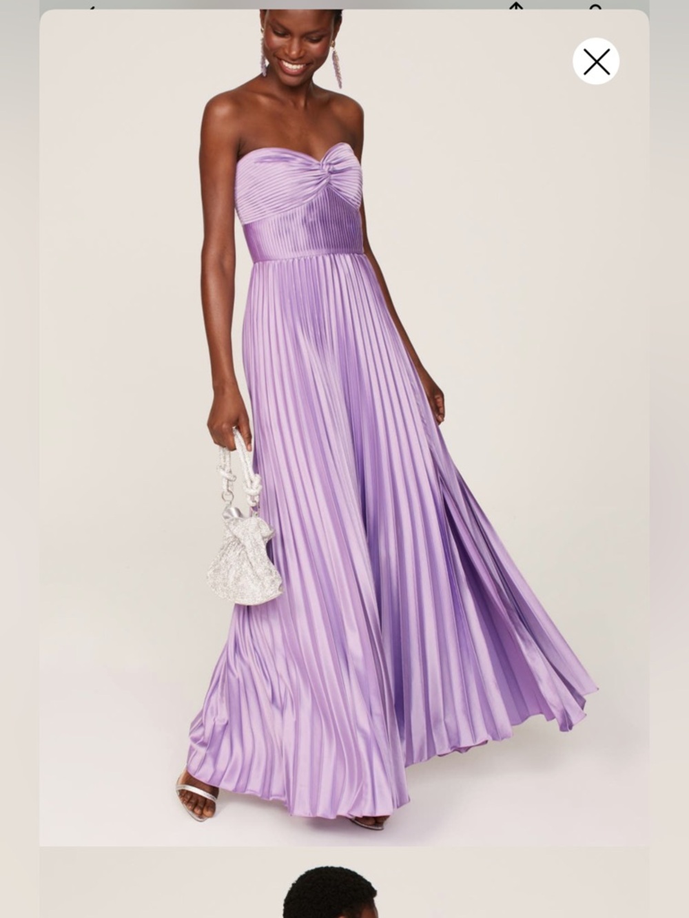 AMUR Lilac Strapless Pleated Maxi Skirt